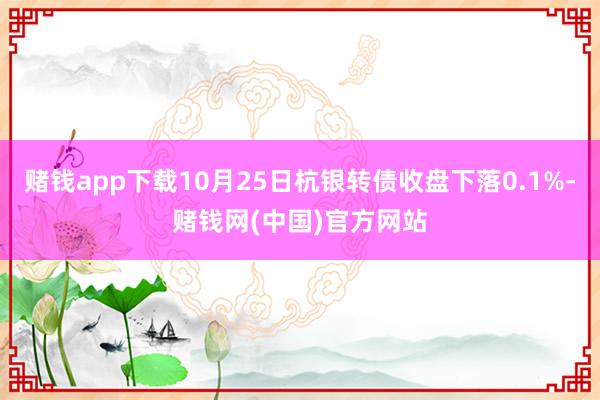 赌钱app下载10月25日杭银转债收盘下落0.1%-赌钱网(中国)官方网站