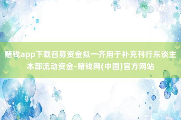 赌钱app下载召募资金拟一齐用于补充刊行东谈主本部流动资金-赌钱网(中国)官方网站