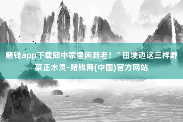 赌钱app下载郎中家里闲到老！”田埂边这三样野菜正水灵-赌钱网(中国)官方网站